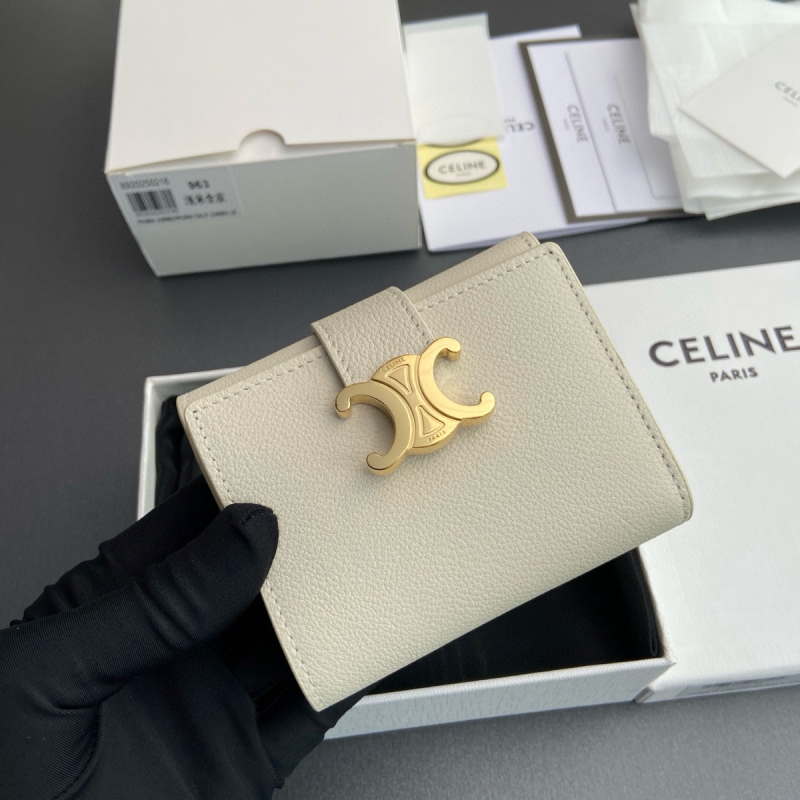 Celine Triomphe Compact Wallet-Cream