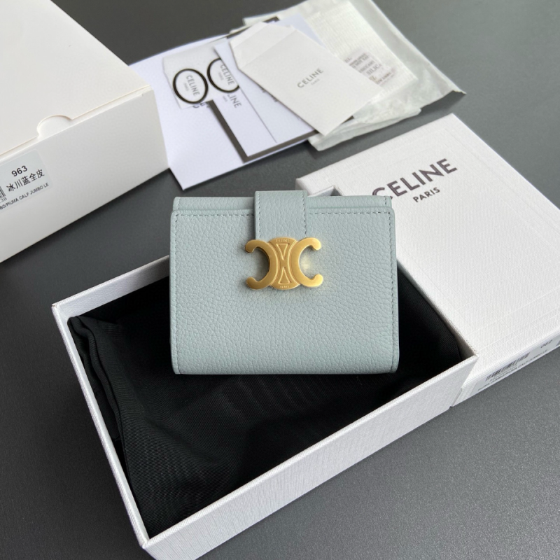 Celine Triomphe Compact Wallet-Light blue