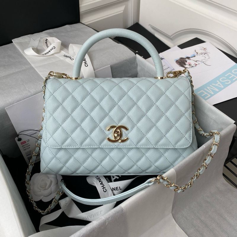 Chanel Medium Coco Handle Bag-Light blue