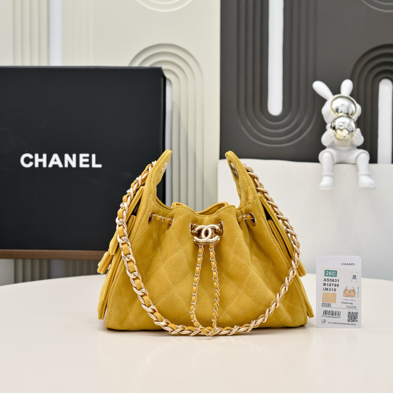 Chanel 25 Mini Bag in Suede Calfskin-Yellow