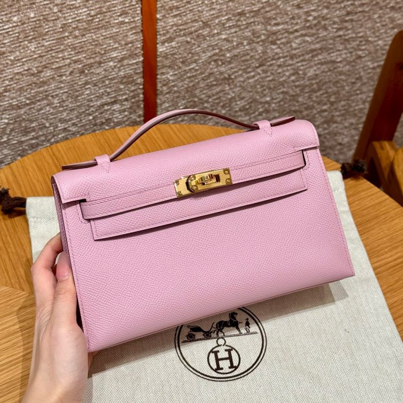 Hermes Kelly Pochette in Epsom Leather-Mauve