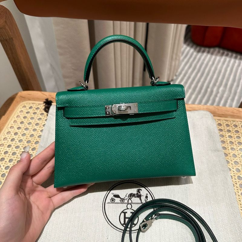 Hermes Mini Kelly Epsom leather-Vert vertigo