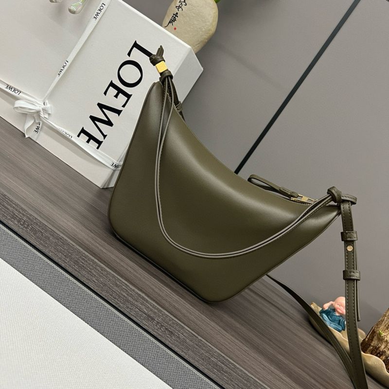 Loewe Mini Hammock Hobo in Classic Calfskin-Dark Khaki