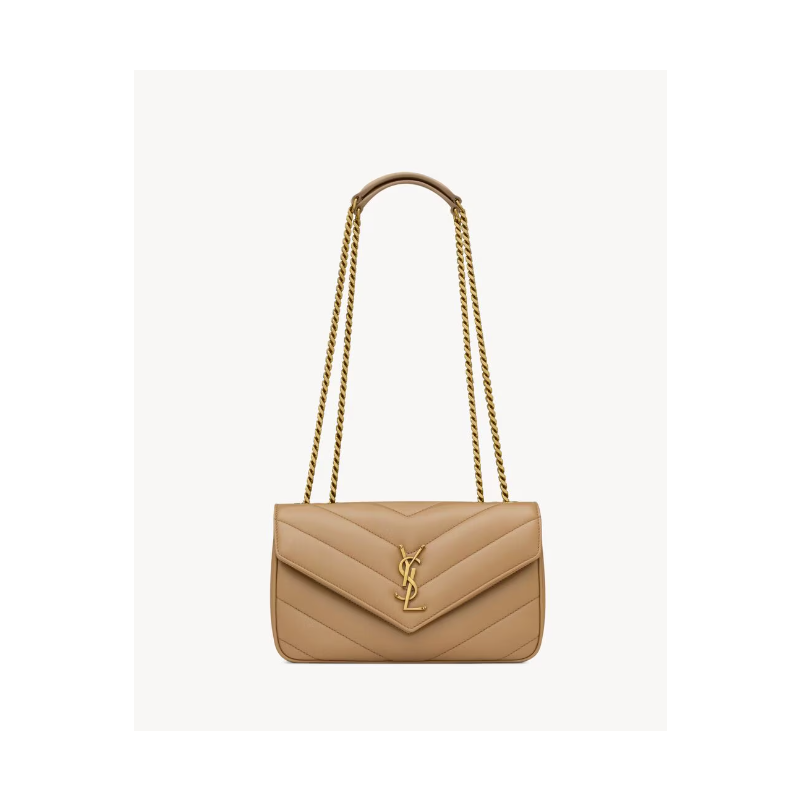 Saint Laurent Loulou Small in matelasse lambskin-Natural Tan