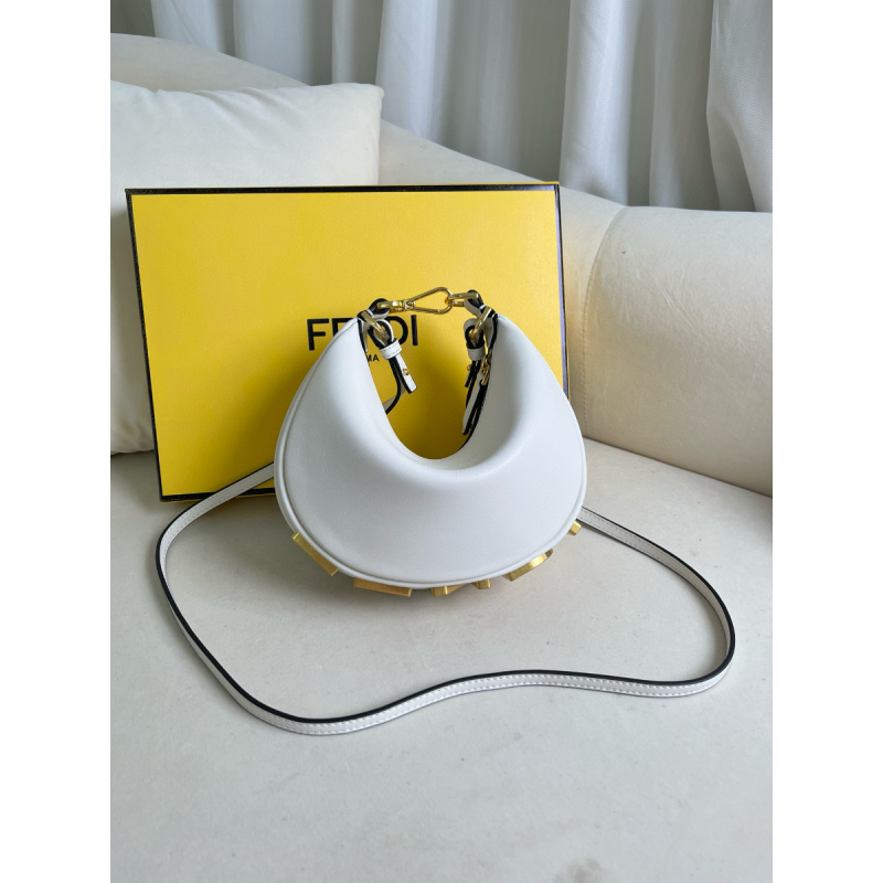 Fendigraphy Mini leather bag-White