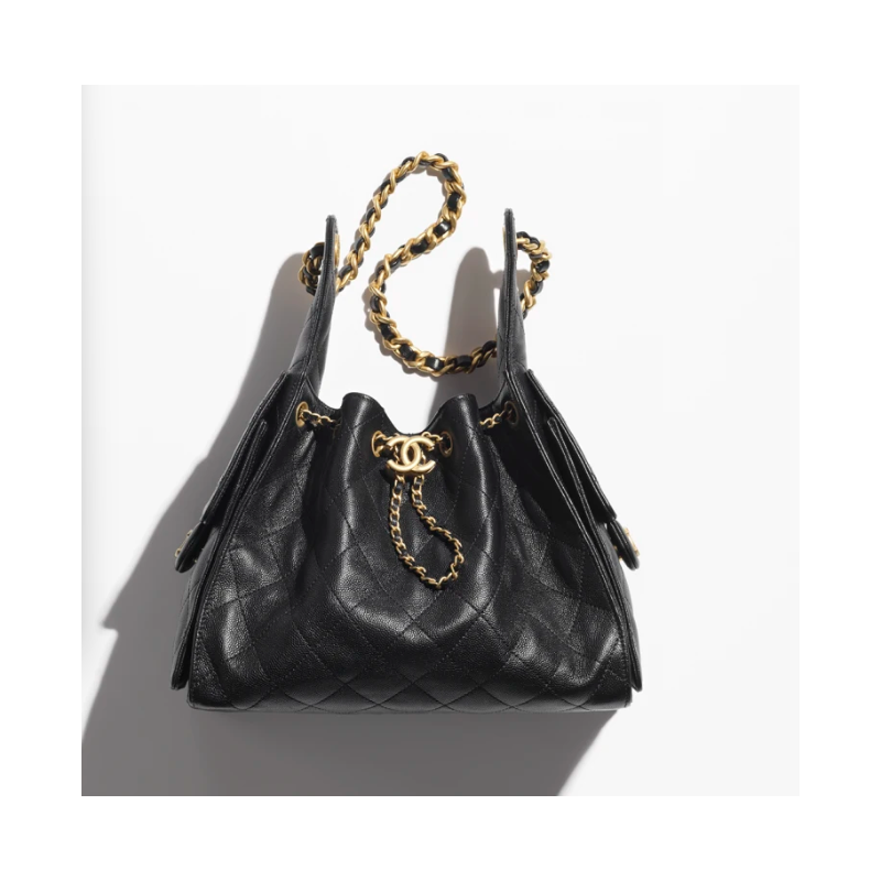 Chanel 25 Small handbag -Black Grained leather 