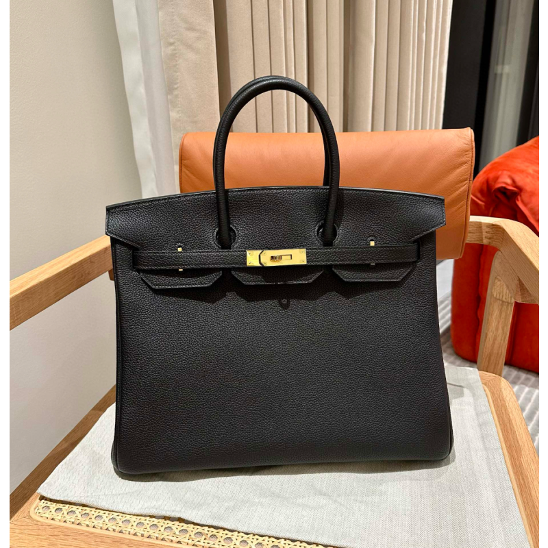 Hermes Birkin 35  in Togo leather-Black
