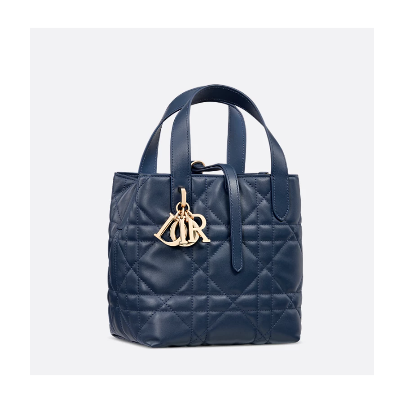 Small Dior Toujours Vertical Tote Bag-Deep Ocean Blue
